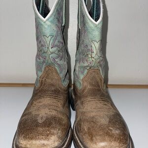 Dan Post Youth Nia Brown & Turquoise Leather Western Boots DPC3937 Youth 13D